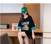 絶対欲しい プリント ラウンドネック 切り替え 全2色 半袖Tシャツ ＜F-8672＞