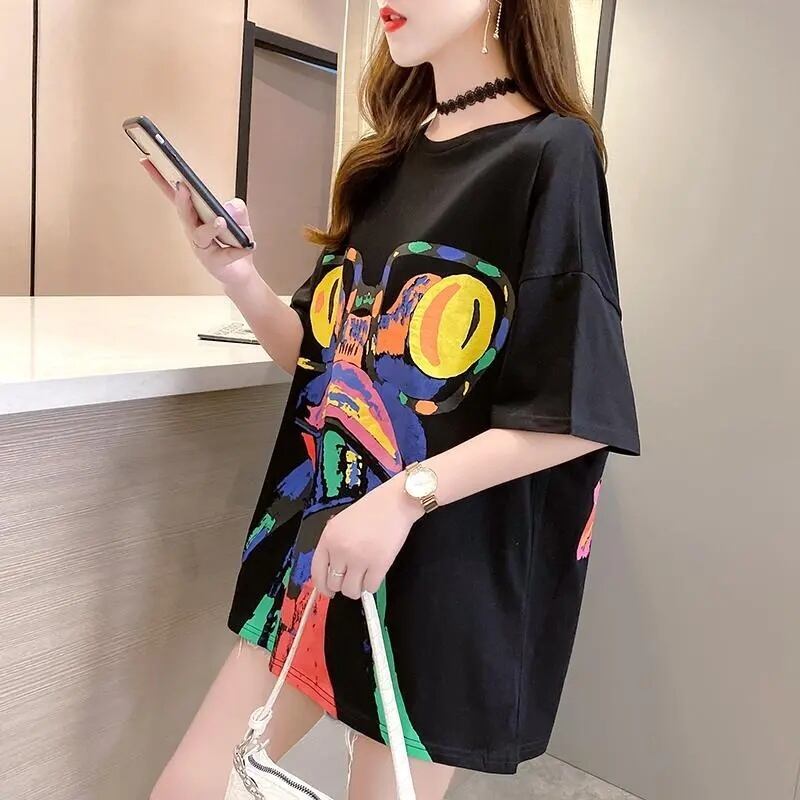 絶対流行 プリント ファッション ゆったり 全4色 半袖 Tシャツ＜F-11523＞