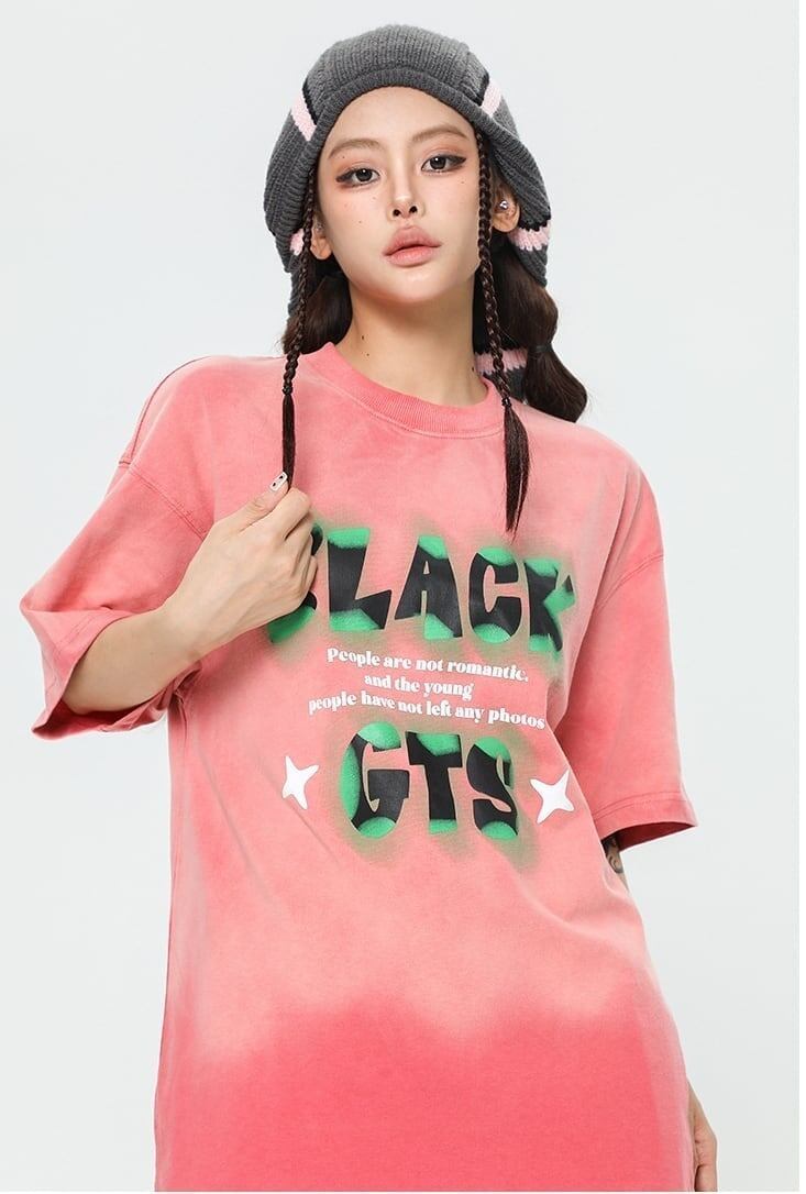 見逃し厳禁   ストリート系 アルファベット プリントTシャツ ＜F-2921＞