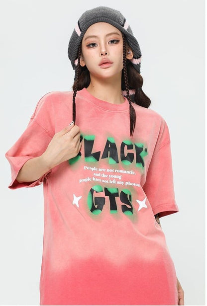 見逃し厳禁   ストリート系 アルファベット プリントTシャツ ＜F-2921＞