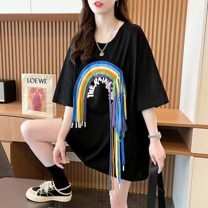 着回し力抜群 個性派 高見えデザイン 着心地良い 2色選択 半袖 Tシャツ <F-9277>