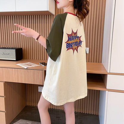 絶対欲しい プリント 個性派 切り替え 全2色 半袖 Tシャツ ＜F-8545＞