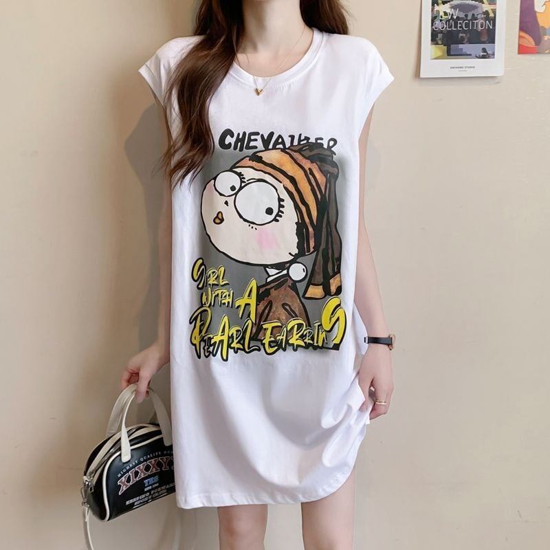 真夏も快適 着心地良い ファッション感満々 プリント全4色 ノースリーブ Tシャツ カットソー＜F-9161＞