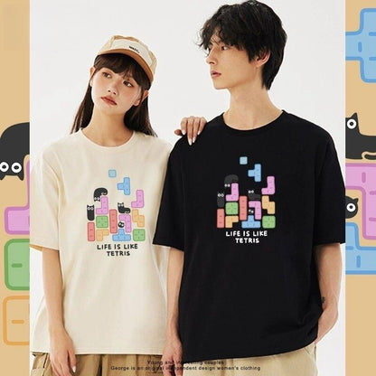 活躍する優秀アイテム 着心地良い カジュアル プリント 全8色 半袖Tシャツ 男女兼用F-9321