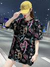 新商品 カジュアル 個性派 プリント ゆったり 半袖Tシャツ＜F-8534＞