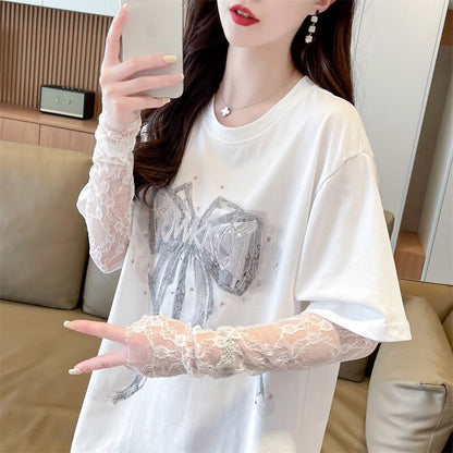 話題沸騰中 レイヤード風 美人度アップ ルーズ Tシャツ ＜F-8707＞