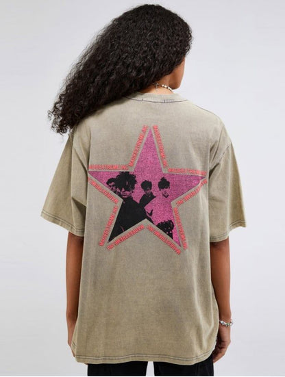 アメリカのストリートタイドブランド   レトロロックプリント半袖Tシャツ<F-2892>