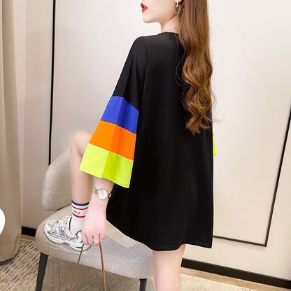 超人気商品   ベアー柄 プリント ロング Tシャツ ゆったりワンピース ＜F-4024＞