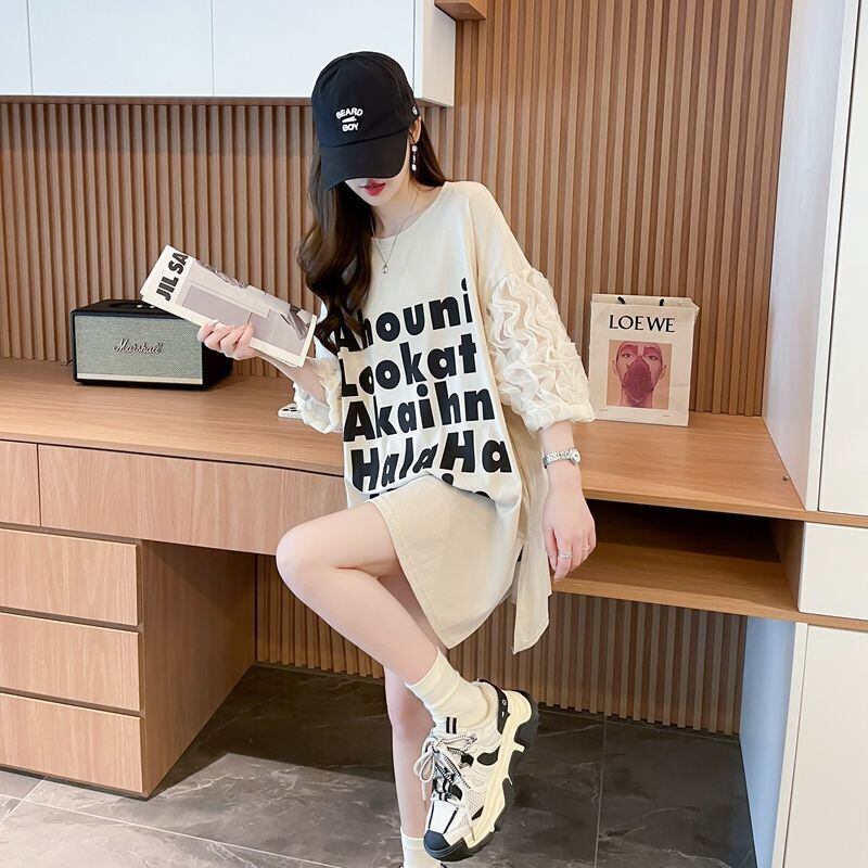 ファッション 切り替え 個性派 プリント 3色選択 半袖Tシャツ＜F-8548＞