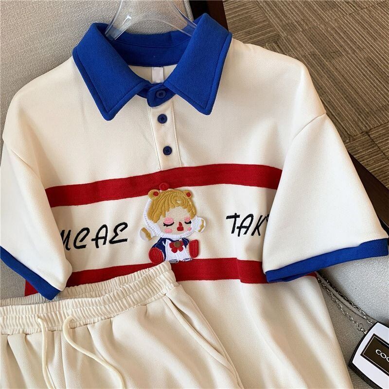 数量限定 プリント切り替え カジュアル 半袖Ｔシャツⅹパンツセット全2色 <F-8665>