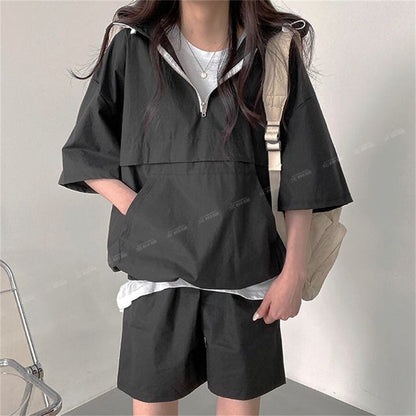 今季マストバイ カジュアル 真夏も快適 4色 半袖 Tシャツ ショートパンツ セットアップ ＜F-11156＞