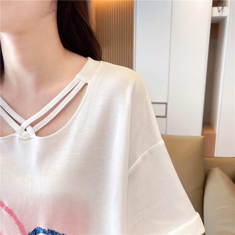 今季マストバイ スウィート 特別デザイン プリント 全2色 半袖Tシャツ<F-8538>
