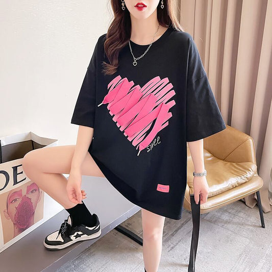 柔らかくて優しい印象 ゆったり ファッション感満々 ロング丈 3色半袖Tシャツ＜F-9206＞