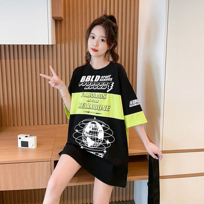 おすすめ 早い者勝ち 絶対流行 カジュアル 2色選択 Tシャツ<F-11582>