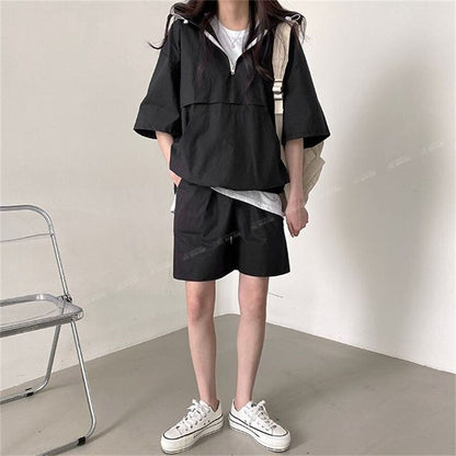 今季マストバイ カジュアル 真夏も快適 4色 半袖 Tシャツ ショートパンツ セットアップ ＜F-11156＞