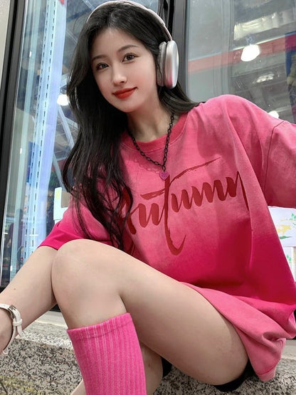 レイジースタイルドーパミングラデーションタイダイオールマッチ半袖Tシャツ<F-2895>