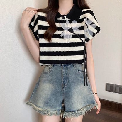 新作 上質 話題沸騰中 好感度UP ニット 全2色 半袖Tシャツ＜F-8734＞