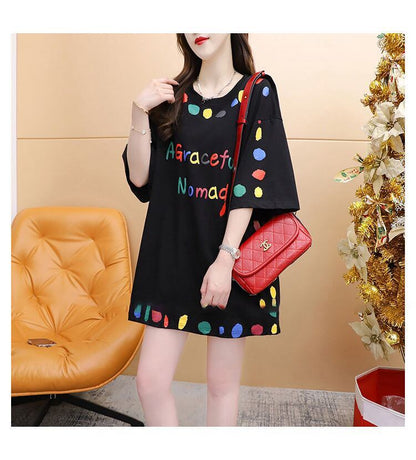 売り切れ必至 プリント ファッション 切り替え 全2色 半袖Tシャツ＜F-8623＞