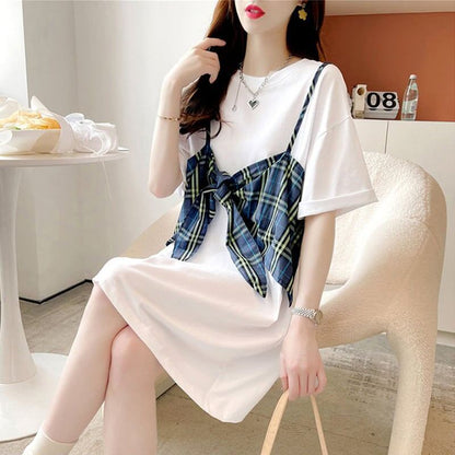 美人度アップ   美腿効果抜群 カットソー ワンピース＜F-3357＞