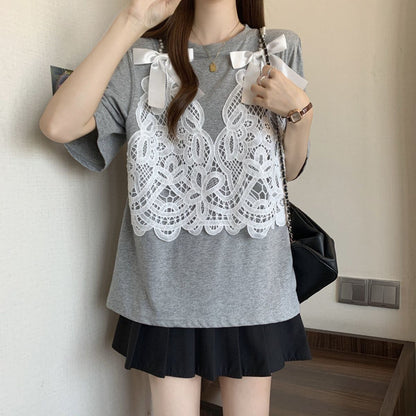 ファッション感満々 ロング丈 ゆったり 2色半袖Tシャツ＜F-10995＞
