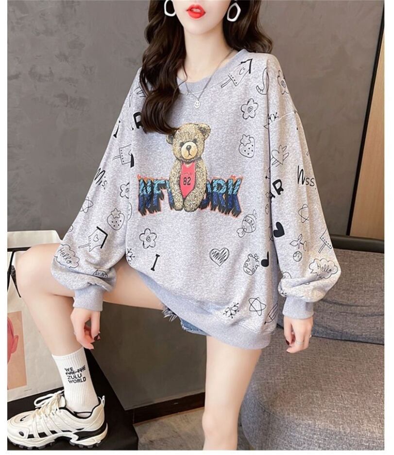超人気   !存在感アップ 花柄 スウェット全6色 <F-4931>
