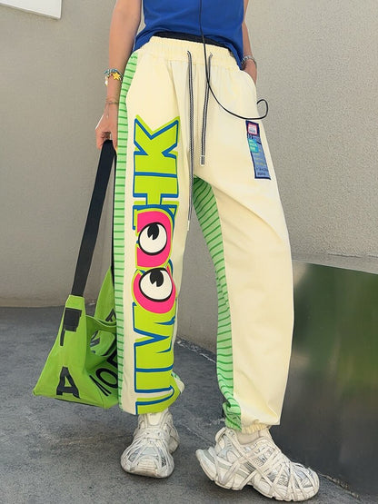 主役級 オシャレ 都市ファッショ デザイン 切り替え 2色 ジョガーパンツ <F-11375>