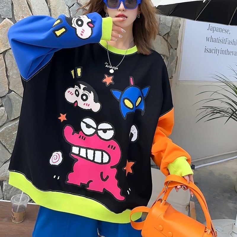 【半額！期間限定！！】主役級  プリントオーバーサイズ カラーマッチングスウェット  男女兼用＜F-4103＞