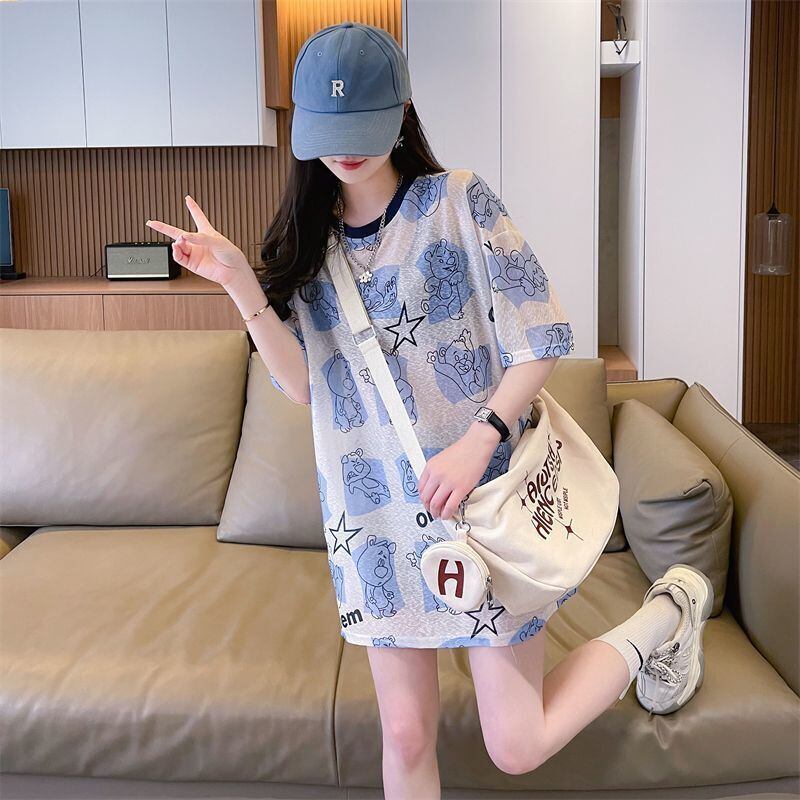 【半額！期間限定！！】絶対流行 キュート カジュアル プリント 日焼け止め 半袖Tシャツ＜F-8576＞