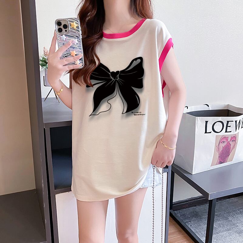 超人気 プリント全4色 軽い生地が夏にぴったり！ ノースリーブ Tシャツ カットソー＜F-9075＞