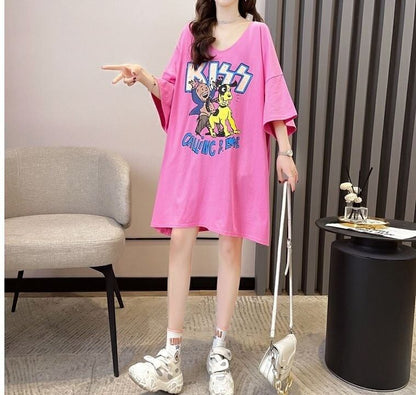 ファッション ゆったり プリント 全4色 半袖 Tシャツ＜F-11518＞