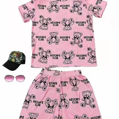 好感度UP カジュアル 夏に嬉しい機能付き 半袖Ｔシャツⅹパンツセット全4色<F-11628>