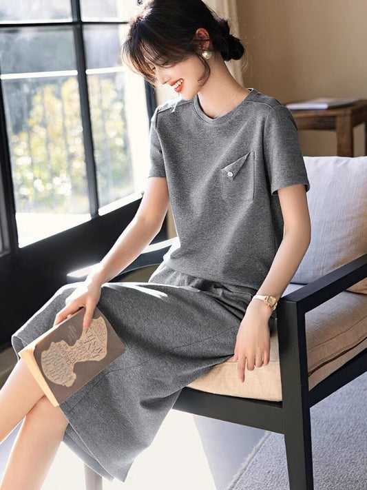 主役級の存在感！ カジュアル 超人気 定番シンプル 半袖Ｔシャツ＋スカートF-8969