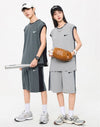 売り切れ必至 ファッション 超人気 男女兼用 ノースリーブＴシャツⅹパンツセット全5色<F-8754>