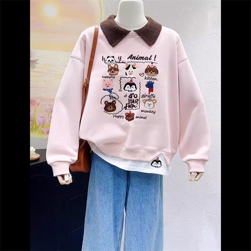 【裏起毛】存在感抜群 レイヤード風 トレンドアイテム 刺繍 パーカーF-10698