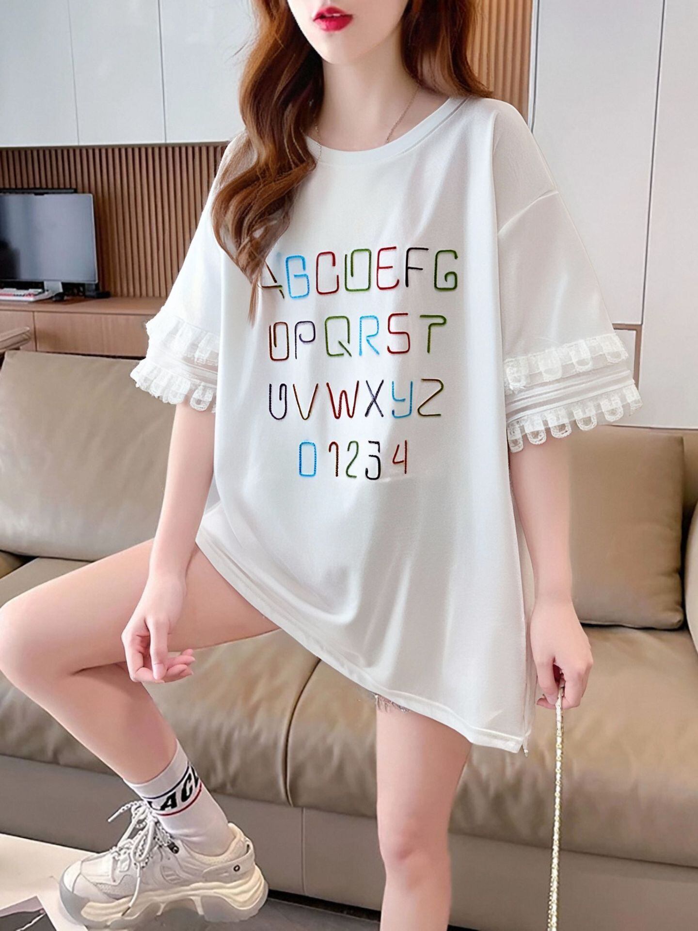 美人度アップ カジュアル 好感度UP 全4色 半袖 Tシャツ ＜F-11048＞