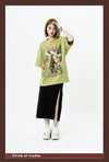 アメリカンレトロ絵画ウサギ半袖Tシャツカップル男女同スタイル<F-2910>