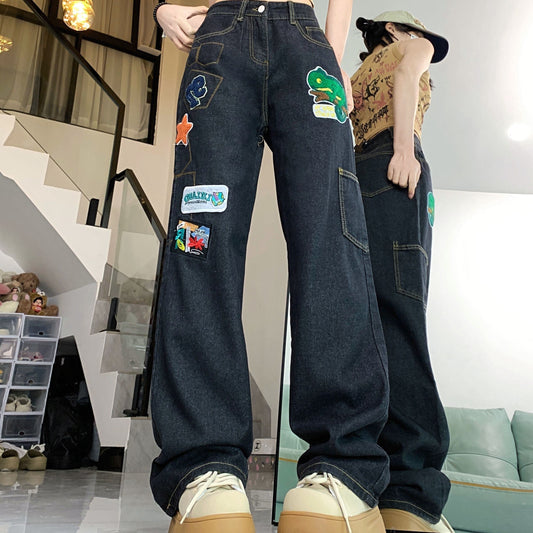 ファッション感満々 着回し力抜群 個性的なデザイン デニム ワイドパンツ＜F-9769＞
