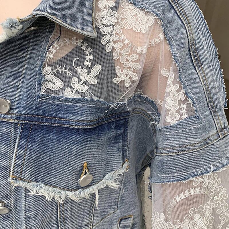 オシャレ度満点   透け感 切り替え ジャケット ブルゾン＜F-2903＞