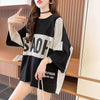大好評   ストライプ柄 ロング Tシャツ 三色 ゆったりワンピース ＜F-4012＞