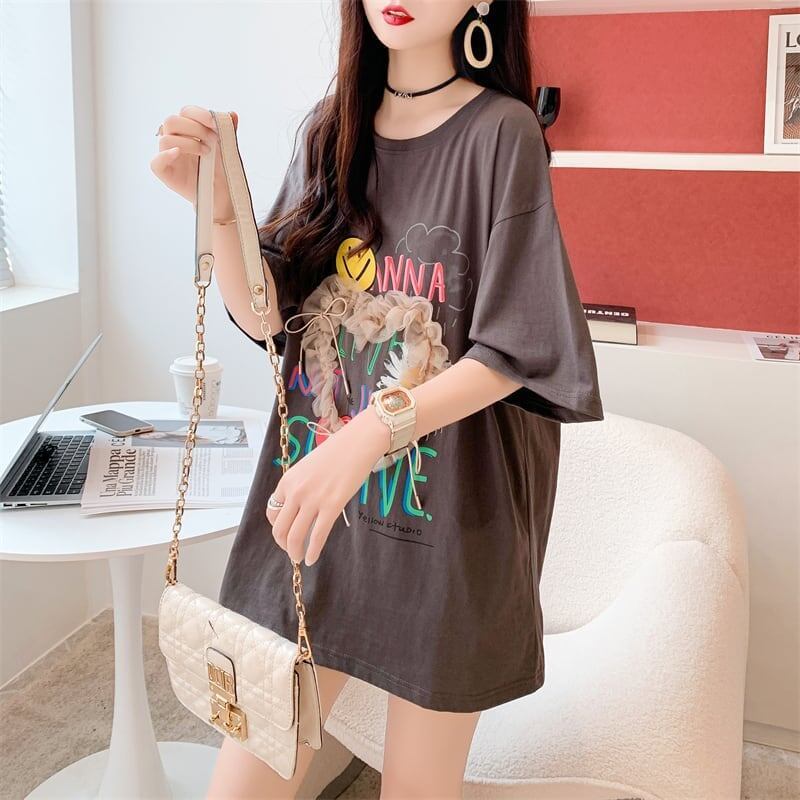 デザイン感   チャーミング Tシャツ カットソー＜F-3529＞
