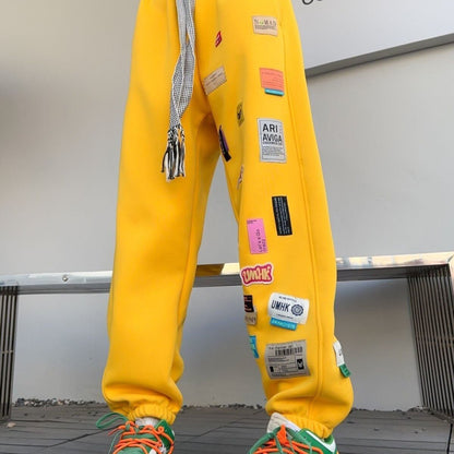 着?せロゴ裏起毛ジョガーパンツ4色あり   F-4449