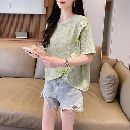 超人気 シンプル 好感度UP スウィート 3色選択 半袖Tシャツ＜F-8579＞