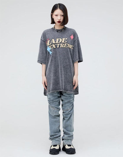 ストリートトレンドのレターファンプリント半袖Tシャツ<F-2906>