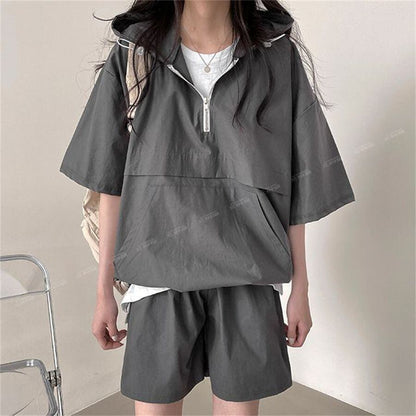 今季マストバイ カジュアル 真夏も快適 4色 半袖 Tシャツ ショートパンツ セットアップ ＜F-11156＞