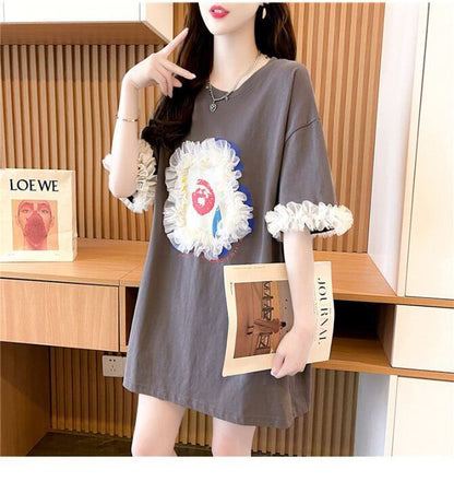 新作 好感度満載 個性的なデザイン ラウンドネック Tシャツ カットソー＜F-8405＞