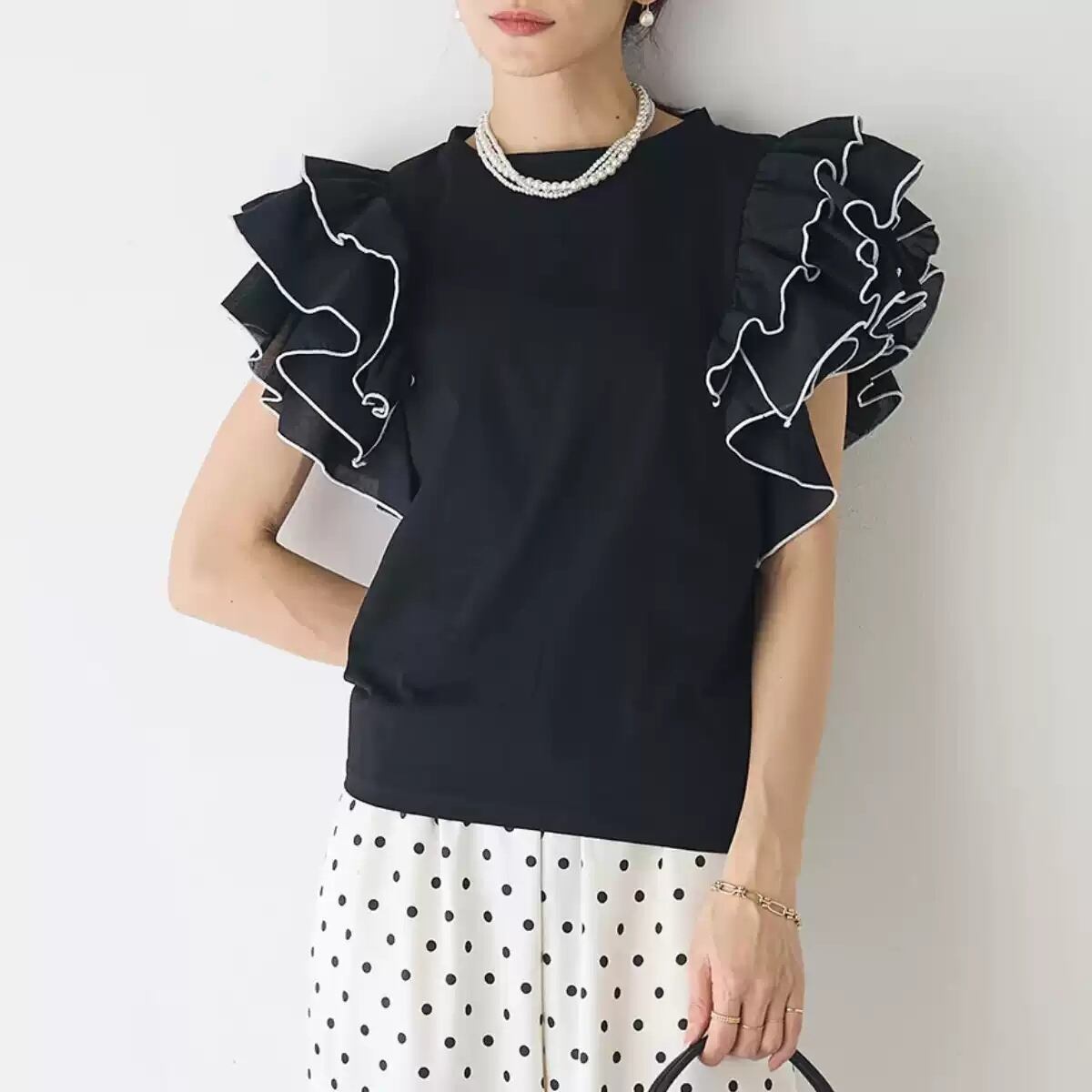 美人度アップ 早い者勝ち 大人可愛い カジュアル 共2色 TシャツF-12149