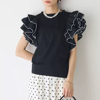 美人度アップ 早い者勝ち 大人可愛い カジュアル 共2色 TシャツF-12149