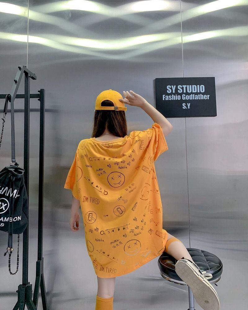 売り切れ必至 ゆったり ファッション感満々 ロング丈 3色半袖Tシャツ＜F-9086＞