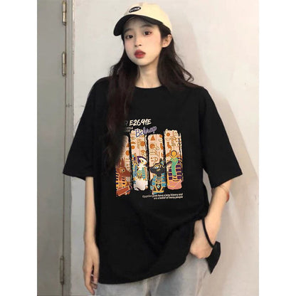 着回し力抜群 アバンギャルド 特別デザイン プリント全5色 半袖Tシャツ<F-8712>