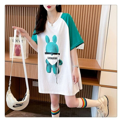 コットンパーソナライズジッパー大ポケットスリット半袖Tシャツ<F-2884>